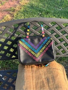 Victoria's Secret Black Tote with Rainbow Logo Stripes